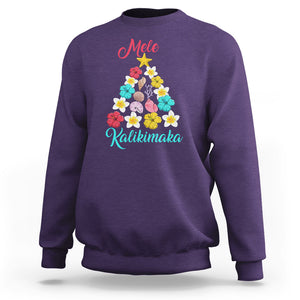 Tropical Island Hawaii Flowers Christmas Tree Mele Kalikimaka Sweatshirt TS02 Purple Printyourwear