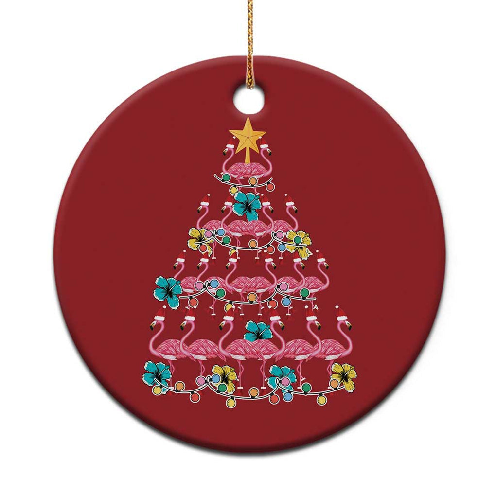 Cute Pink Flamingo Xmas Tree Christmas Ornament With Hibiscus Merry Xmas TS02 Print Your Wear