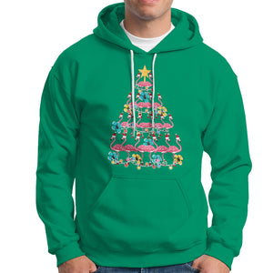 Cute Pink Flamingo Christmas Tree with Hibiscus Merry Xmas Hoodie TS02 Irish Green Printyourwear