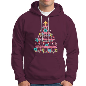 Cute Pink Flamingo Christmas Tree with Hibiscus Merry Xmas Hoodie TS02 Maroon Printyourwear