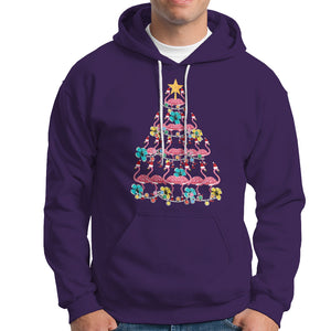 Cute Pink Flamingo Christmas Tree with Hibiscus Merry Xmas Hoodie TS02 Purple Printyourwear