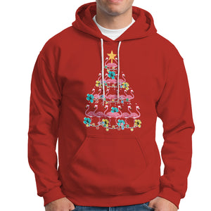 Cute Pink Flamingo Christmas Tree with Hibiscus Merry Xmas Hoodie TS02 Red Printyourwear