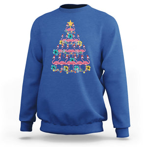 Cute Pink Flamingo Christmas Tree with Hibiscus Merry Xmas Sweatshirt TS02 Royal Blue Printyourwear