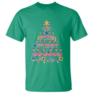 Cute Pink Flamingo Christmas Tree with Hibiscus Merry Xmas T Shirt TS02 Irish Green Printyourwear