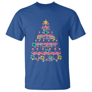 Cute Pink Flamingo Christmas Tree with Hibiscus Merry Xmas T Shirt TS02 Royal Blue Printyourwear