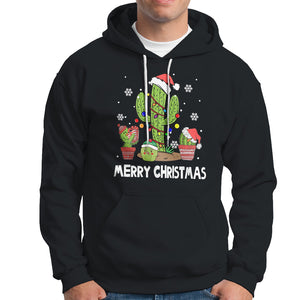 Merry Xmas In Arizona US State Funny Saguaro Cactus Christmas Tree Hoodie TS02 Black Printyourwear