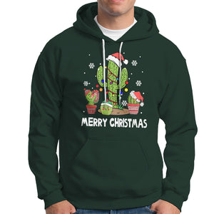 Merry Xmas In Arizona US State Funny Saguaro Cactus Christmas Tree Hoodie TS02 Dark Forest Green Printyourwear