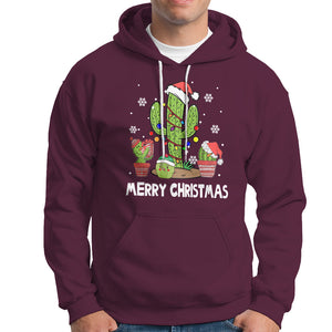 Merry Xmas In Arizona US State Funny Saguaro Cactus Christmas Tree Hoodie TS02 Maroon Printyourwear