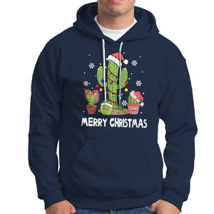 Merry Xmas In Arizona US State Funny Saguaro Cactus Christmas Tree Hoodie TS02 Navy Printyourwear