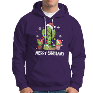 Merry Xmas In Arizona US State Funny Saguaro Cactus Christmas Tree Hoodie TS02 Purple Printyourwear