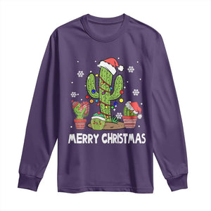 Merry Xmas In Arizona US State Funny Saguaro Cactus Christmas Tree Long Sleeve Shirt TS02 Purple Print Your Wear