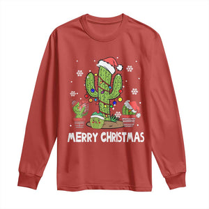 Merry Xmas In Arizona US State Funny Saguaro Cactus Christmas Tree Long Sleeve Shirt TS02 Red Print Your Wear