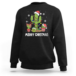 Merry Xmas In Arizona US State Funny Saguaro Cactus Christmas Tree Sweatshirt TS02 Black Printyourwear