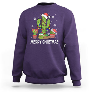 Merry Xmas In Arizona US State Funny Saguaro Cactus Christmas Tree Sweatshirt TS02 Purple Printyourwear