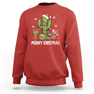 Merry Xmas In Arizona US State Funny Saguaro Cactus Christmas Tree Sweatshirt TS02 Red Printyourwear