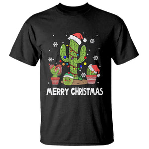 Merry Xmas In Arizona US State Funny Saguaro Cactus Christmas Tree T Shirt TS02 Black Printyourwear