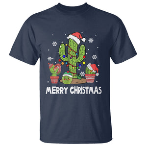 Merry Xmas In Arizona US State Funny Saguaro Cactus Christmas Tree T Shirt TS02 Navy Printyourwear