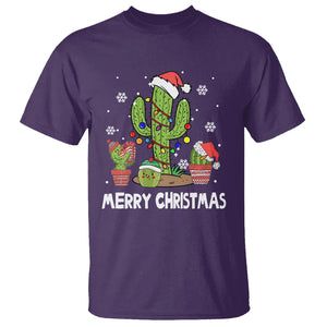 Merry Xmas In Arizona US State Funny Saguaro Cactus Christmas Tree T Shirt TS02 Purple Printyourwear