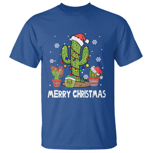 Merry Xmas In Arizona US State Funny Saguaro Cactus Christmas Tree T Shirt TS02 Royal Blue Printyourwear