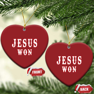 Jesus Won Christmas Ornament Christianity Religion TS02 Heart Red Print Your Wear