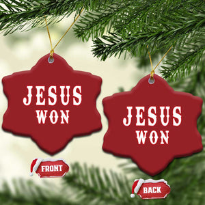 Jesus Won Christmas Ornament Christianity Religion TS02 Snow Flake Red Print Your Wear