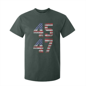 Trump 2024 T Shirt For Kid 45 47 President He Won Vintage American Flag TS02 Dark Forest Green Print Your Wear