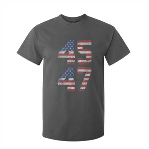 Trump 2024 T Shirt For Kid 45 47 President He Won Vintage American Flag TS02 Dark Heather Print Your Wear