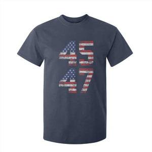 Trump 2024 T Shirt For Kid 45 47 President He Won Vintage American Flag TS02 Navy Print Your Wear