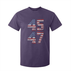 Trump 2024 T Shirt For Kid 45 47 President He Won Vintage American Flag TS02 Purple Print Your Wear