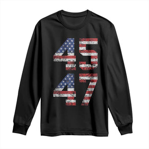 Trump 2024 Long Sleeve Shirt 45 47 President He Won Vintage American Flag TS02 Black Print Your Wear