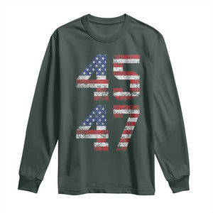 Trump 2024 Long Sleeve Shirt 45 47 President He Won Vintage American Flag TS02 Dark Forest Green Print Your Wear