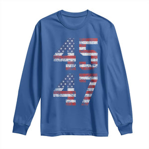 Trump 2024 Long Sleeve Shirt 45 47 President He Won Vintage American Flag TS02 Royal Blue Print Your Wear