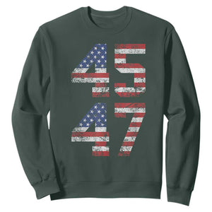 Trump 2024 Sweatshirt 45 47 President He Won Vintage American Flag TS02 Dark Forest Green Print Your Wear