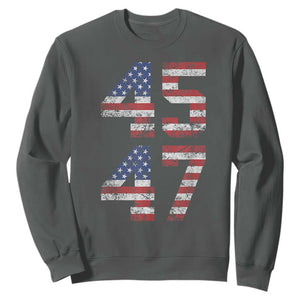 Trump 2024 Sweatshirt 45 47 President He Won Vintage American Flag TS02 Dark Heather Print Your Wear