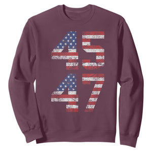 Trump 2024 Sweatshirt 45 47 President He Won Vintage American Flag TS02 Maroon Print Your Wear