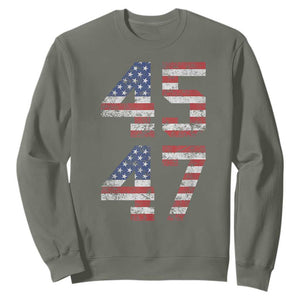 Trump 2024 Sweatshirt 45 47 President He Won Vintage American Flag TS02 Military Green Print Your Wear