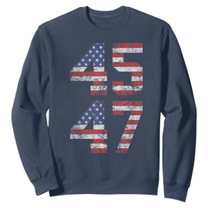 Trump 2024 Sweatshirt 45 47 President He Won Vintage American Flag TS02 Navy Print Your Wear