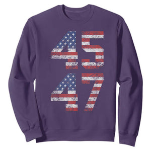 Trump 2024 Sweatshirt 45 47 President He Won Vintage American Flag TS02 Purple Print Your Wear