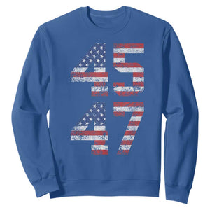 Trump 2024 Sweatshirt 45 47 President He Won Vintage American Flag TS02 Royal Blue Print Your Wear