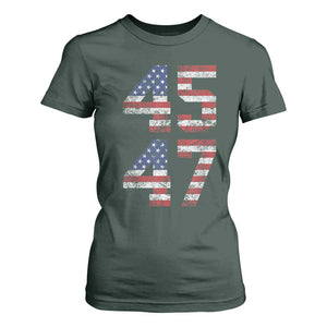 Trump 2024 T Shirt For Women 45 47 President He Won Vintage American Flag TS02 Dark Forest Green Print Your Wear