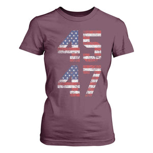 Trump 2024 T Shirt For Women 45 47 President He Won Vintage American Flag TS02 Maroon Print Your Wear