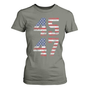 Trump 2024 T Shirt For Women 45 47 President He Won Vintage American Flag TS02 Military Green Print Your Wear