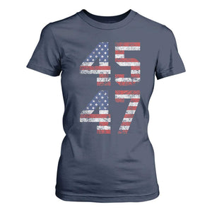 Trump 2024 T Shirt For Women 45 47 President He Won Vintage American Flag TS02 Navy Print Your Wear