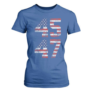 Trump 2024 T Shirt For Women 45 47 President He Won Vintage American Flag TS02 Royal Blue Print Your Wear