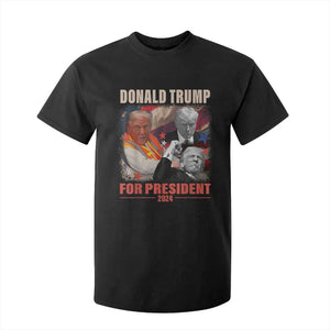 Trump 2024 T Shirt For Kid He Won For President 45 47 American Flag TS02 Black Print Your Wear