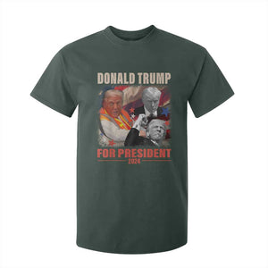 Trump 2024 T Shirt For Kid He Won For President 45 47 American Flag TS02 Dark Forest Green Print Your Wear