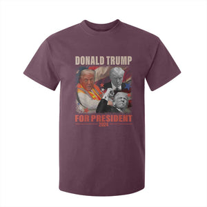 Trump 2024 T Shirt For Kid He Won For President 45 47 American Flag TS02 Maroon Print Your Wear