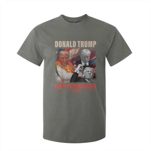 Trump 2024 T Shirt For Kid He Won For President 45 47 American Flag TS02 Military Green Print Your Wear