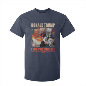 Trump 2024 T Shirt For Kid He Won For President 45 47 American Flag TS02 Navy Print Your Wear