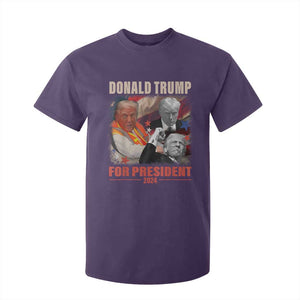 Trump 2024 T Shirt For Kid He Won For President 45 47 American Flag TS02 Purple Print Your Wear